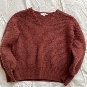 Dark Peachy Sweater with Balloon Sleeves